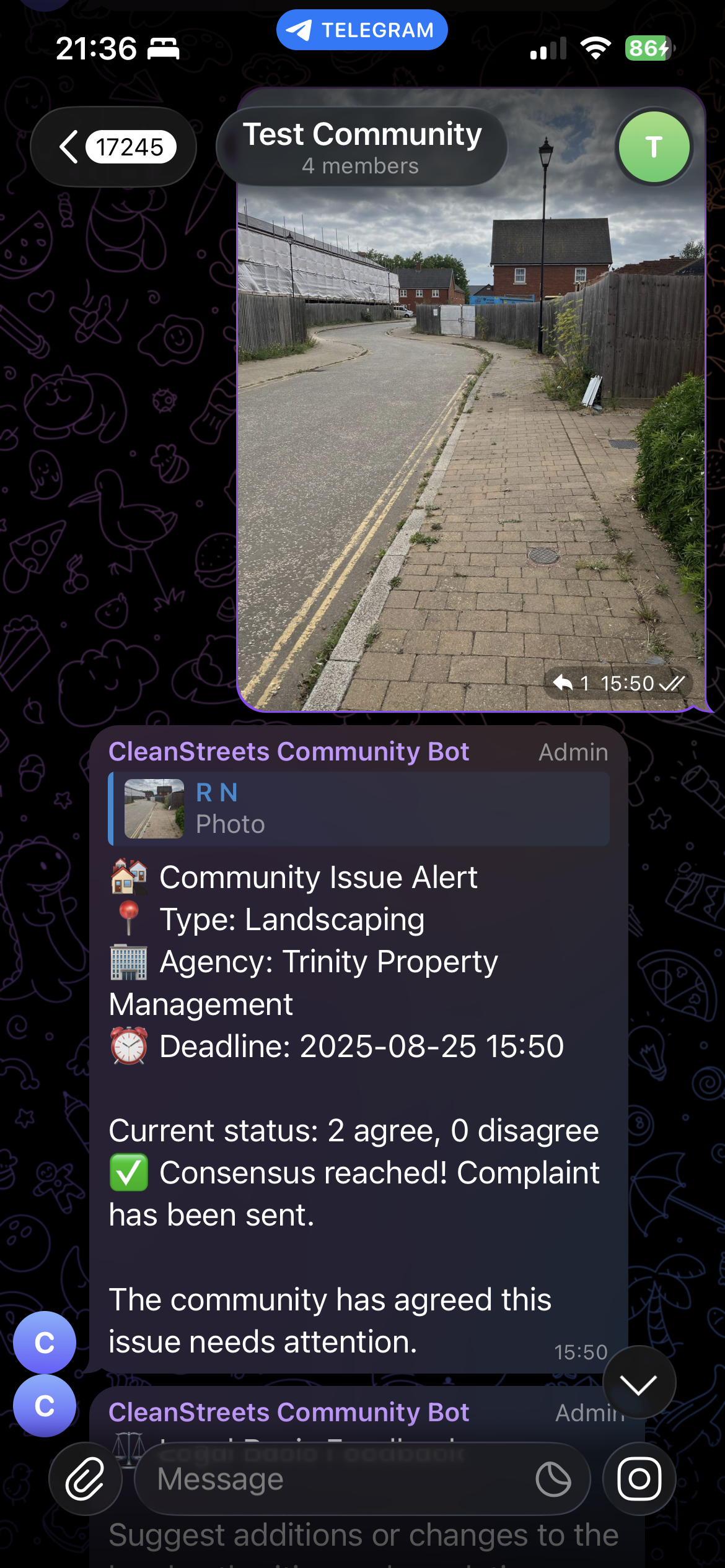 CleanStreets community issue alert